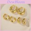 Trendy Gold And Silver Hoop Earrings Set Twisted Huggie Stainless Steel Geometric Design