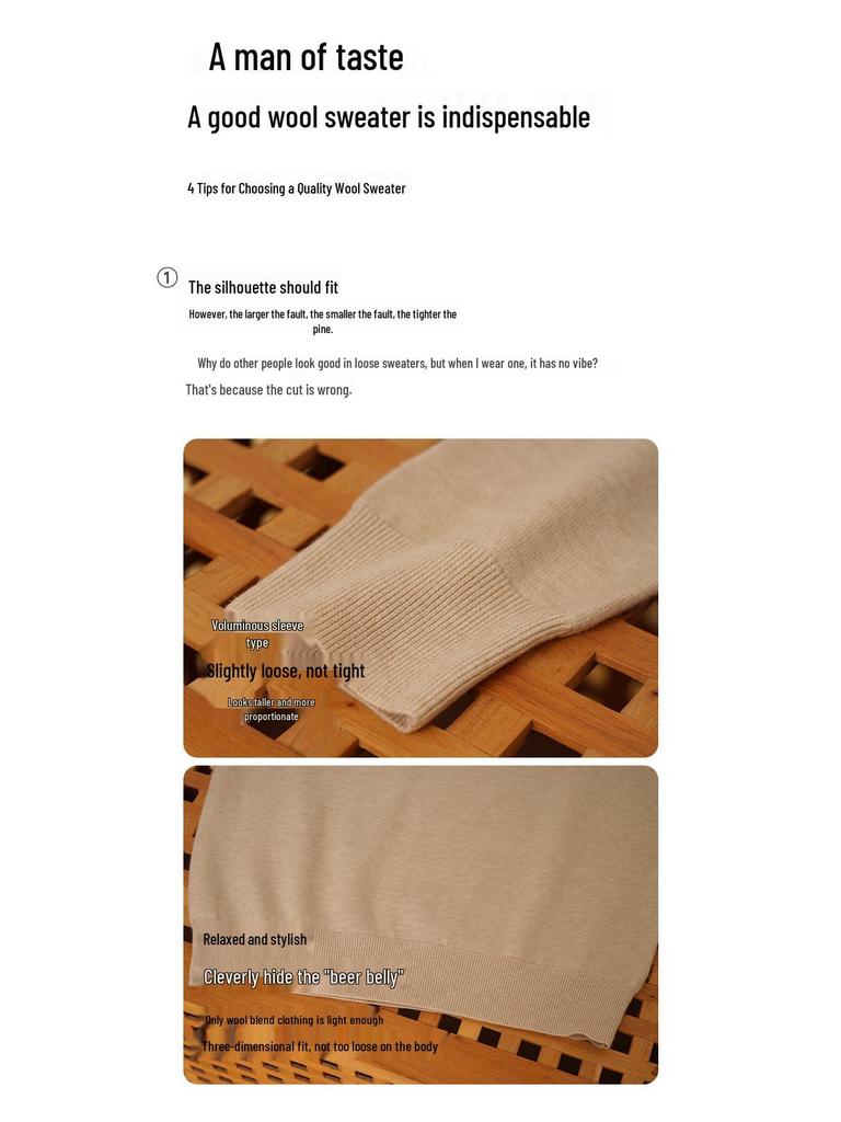 Men's Autumn-Winter Lazy Style Wool Knit Sweater with Round Neck