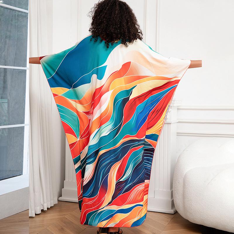 European & American Plus Size Printed Beach Cover-up Dress