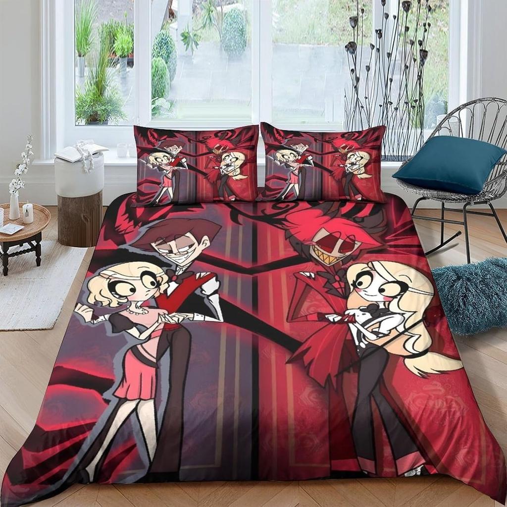 Charlie Bedding Set Hazbin Hotel Duvet Cover Pillowcase for Boys Bedroom Single Twin Full Queen King Size Gift