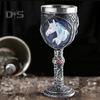Horrible Resin Skull Head Stainless Steel Wine Cup Goblet Skull Wine Chalice Cup Gothic Halloween Decorative Whiskey Cocktail Beverage Drinking Glass