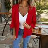 Women Lapel Jackets Collar Blazer, 3/4 Sleeve Open Front Business Casual Ladies Blazers Suit Jacket, Office Work Short Blazer for Spring Fall