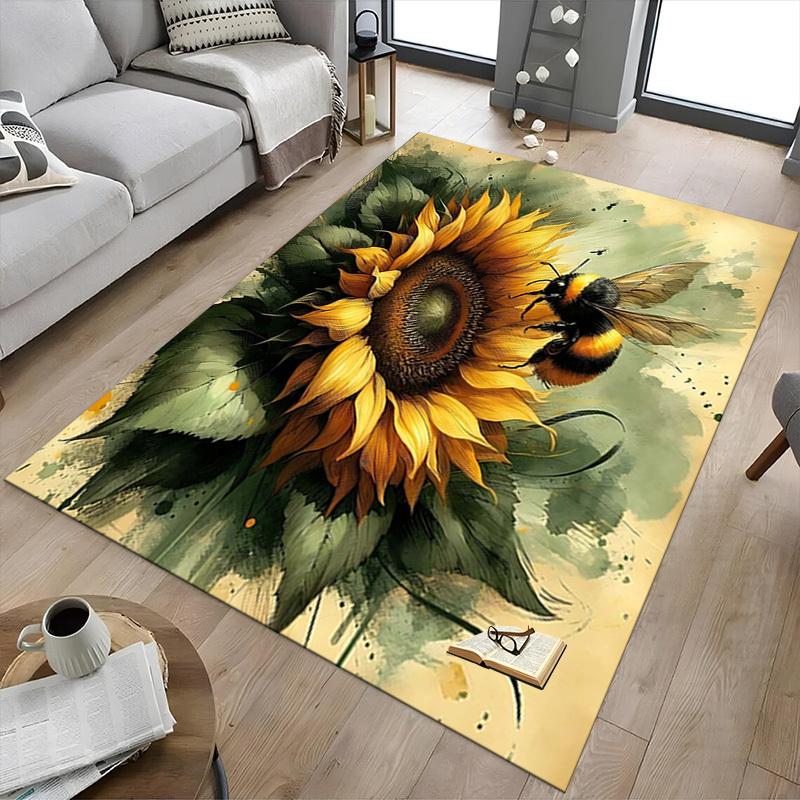 1PC Sunflower Bee Anti-slip Carpet, Suitable for Office, Bedroomand Playrooms. It Can Also Be Used As a Sofa Footrest cover-R29