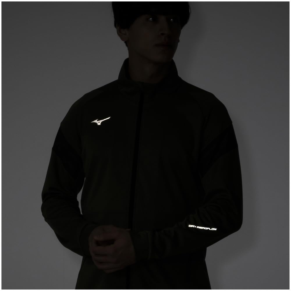 Mizuno Dry Aeroflow Training Highly Dark Size L Jacket, Sweat-Wicking, Quick-Drying, Breathable, Khaki, (32MCB556)
