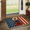 1pc Sunflower Stars & Stripes Mat Suitable for Home & Outdoor, Non-Slip Machine Washable Low-Pile with Flag, Easy-Clean Polyester Suitable for Entrywa