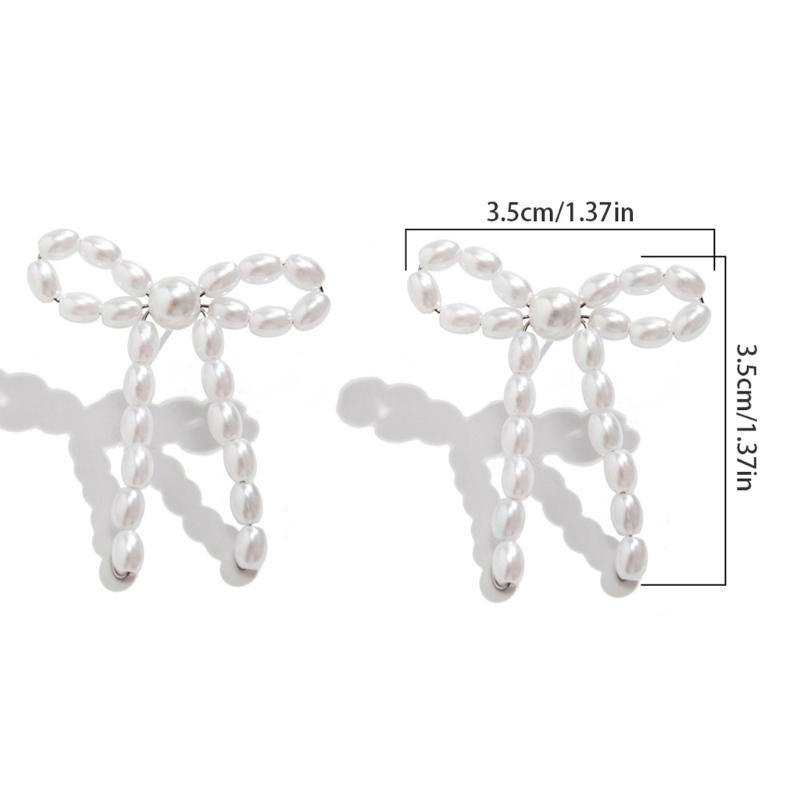 1 Paar Modische Schleifenohrstecker Eleganter Ohrschmuck Imitation Perlen Schleifenstecker Ohrringe Perfektes Geschenk für Frauen