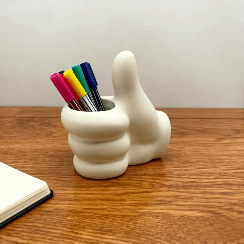 Creative Design Storage Ornament Cute Cartoon Desktop Ornament Thumbs Up Pen Holder  Office Decor