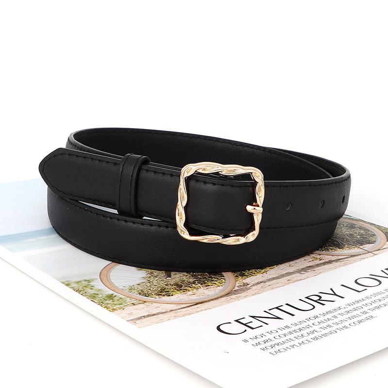 Women S Fashion Belt With Twisted Square Buckle For Jeans Decoration