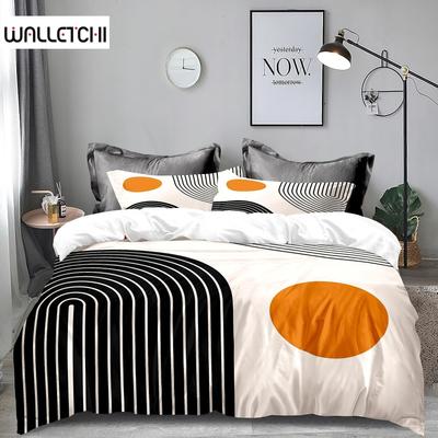 Mid Century Modern Duvet Cover Set Abstract Geometric Balance Shapes Rainbow Sun Circles Boho Duvet Cover Soft Bedding Sets
