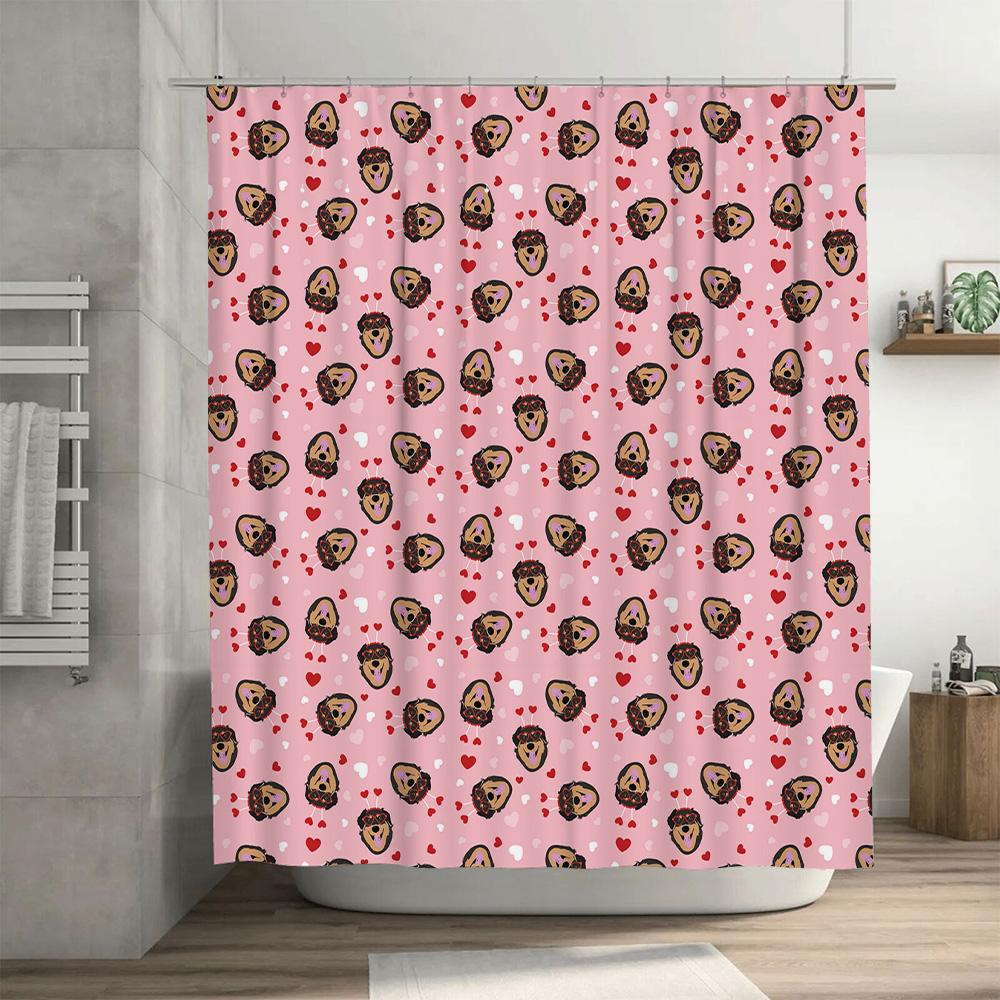 Pink Shower Curtain featuring Cute Dog Donut Pattern for Bathroom Decor Perfect Gift for Dog Lovers