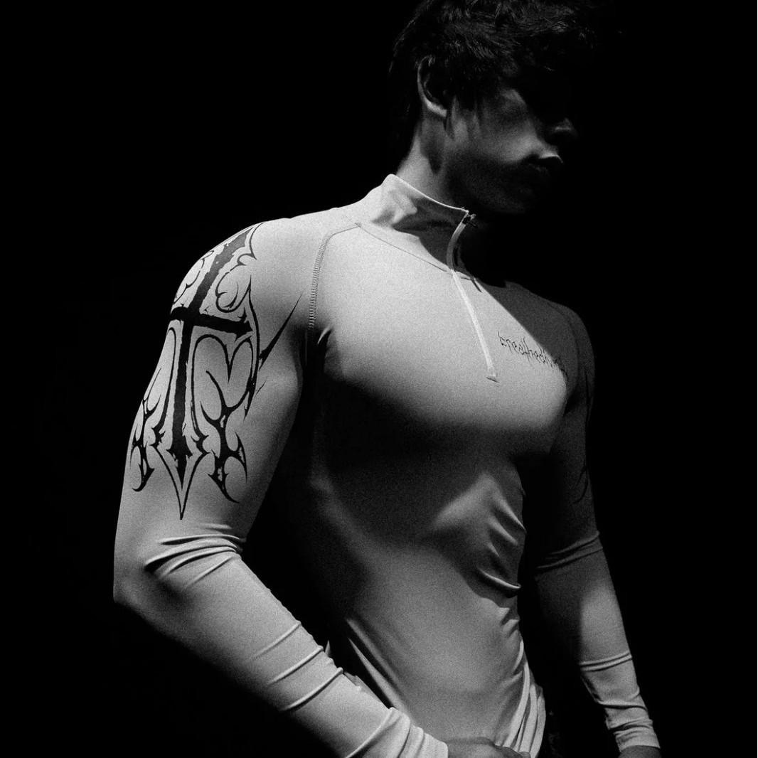 American Fitness Men s Half-zip Training Slim Quick-drying Long-sleeved Top S