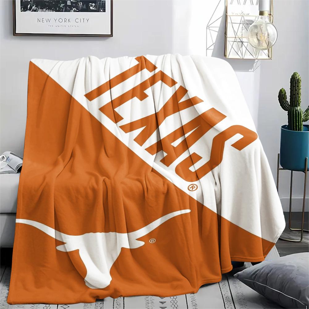 Texas Longhorns Print Flannel Blanket High Quality Warm Comfortable Cover for All Seasons Perfect for Gifts Home Decor