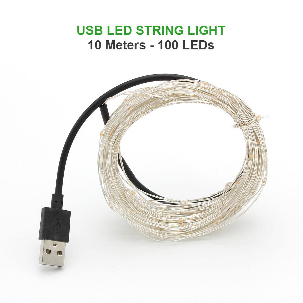 1pcs USB Powered LED String Lights 5M 50leds / 10M 100leds Silver Wire Fairy Garland for New Year Wedding Christmas Holiday Gift