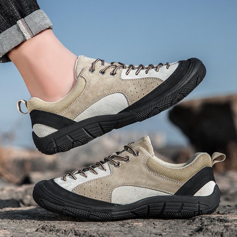 New Spring Arrival: Large Size Men's Leather Casual Sports Shoes - Non-slip, Wear-resistant for Outdoor Hiking and Travel