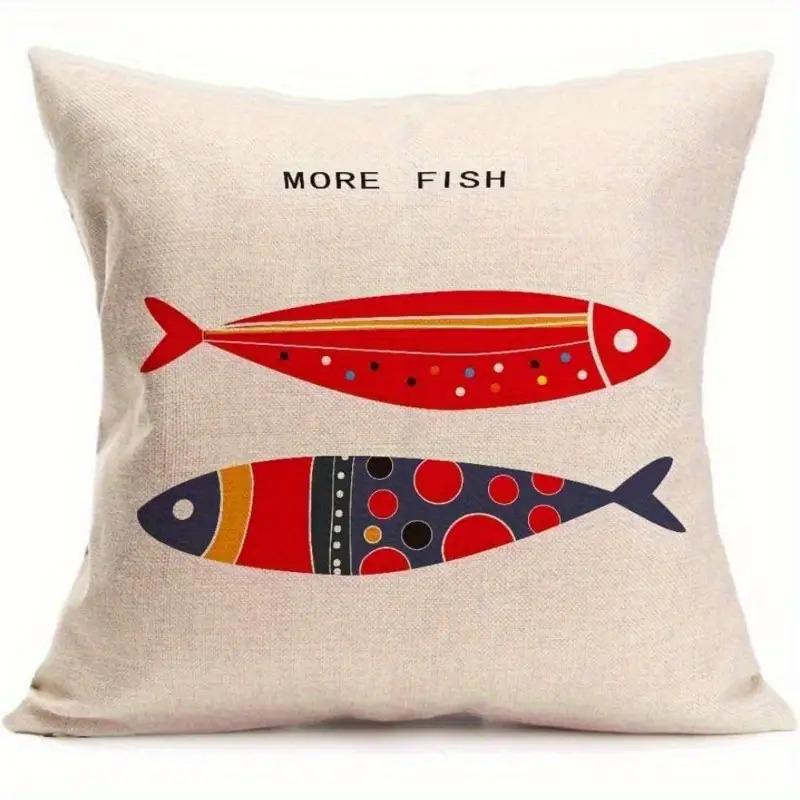 Colorful Fish-Pattern Design Digital Printing Pillow Cover Short Plush Suitable Living Rooms Bedrooms Sofas Throw Cushion Cover