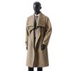 Men's Asymmetrical Long Cashmere Coat with Stand Collar and Belt - Plus Size, Loose Fit Outerwear for Autumn and Winter.