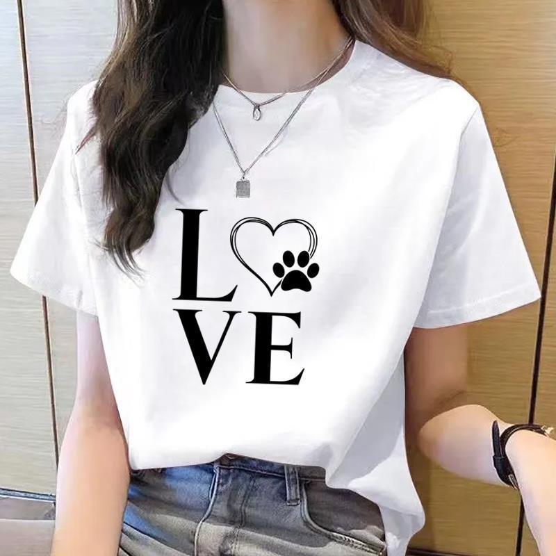 Women's 90s Trend Casual Cat Print Short Sleeve T-Shirt