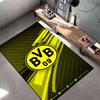 Fußballverein Teppich, Borussia Dortmund BVB 09 Gelb Schwarz Abstraktes Wappenmuster, Fußballfan Fanartikel Zimmerdekoration, Rutschfeste Matte