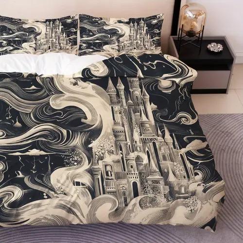 

Castle Soft Duvet Cover Castle Background Theme Soft Duvet Cover Suitable for Children Kids plus Adult Peoples Soft Comfortable plus Breathable 135*200cm Eu-Single
