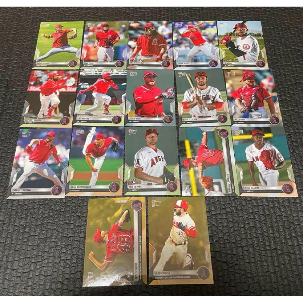 Used MLB Los Angeles Angels trading cards 17 pieces