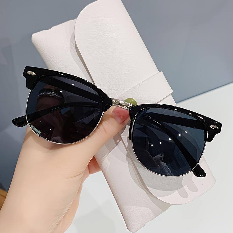 Vintage Style Unisex Non-Prescription Blue Light Blocking Glasses, Semi-Rimless, Durable PC Frame, with Clear PC Lenses