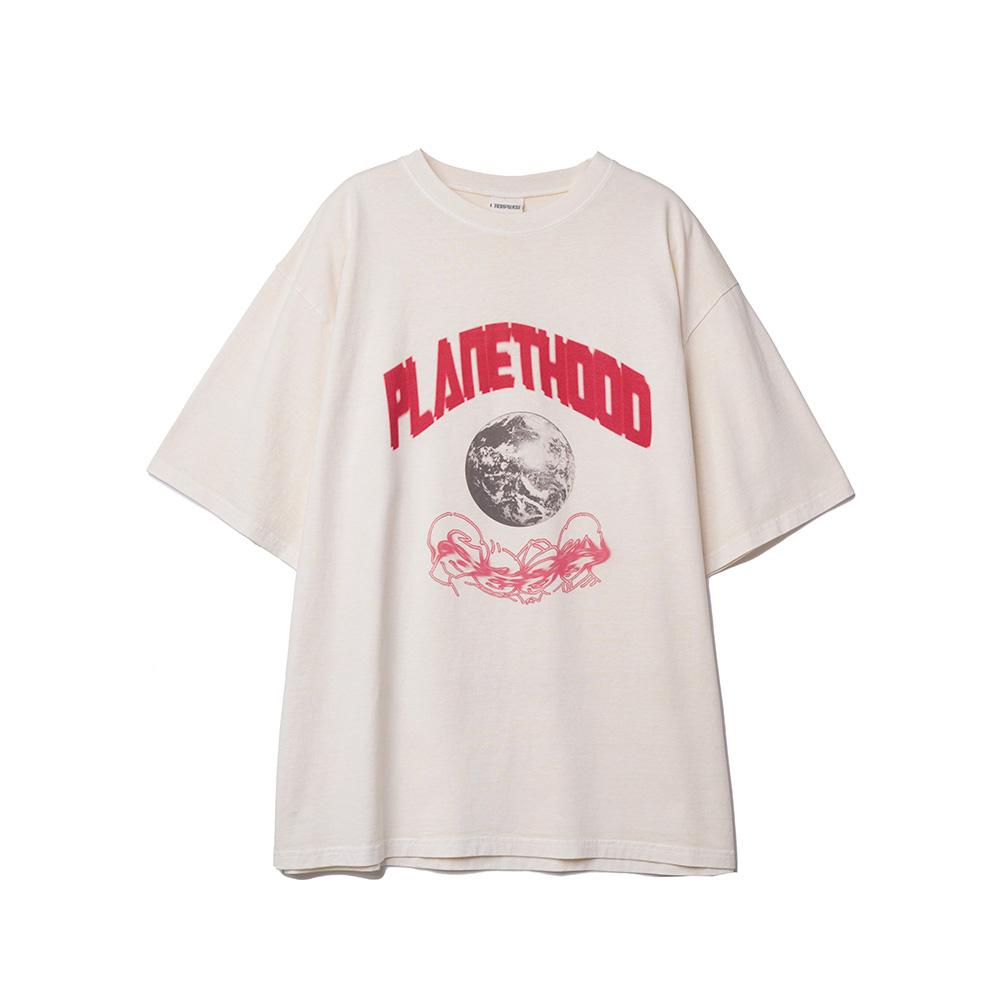 NONFLOOR Distressed Planet T-Shirt Cream