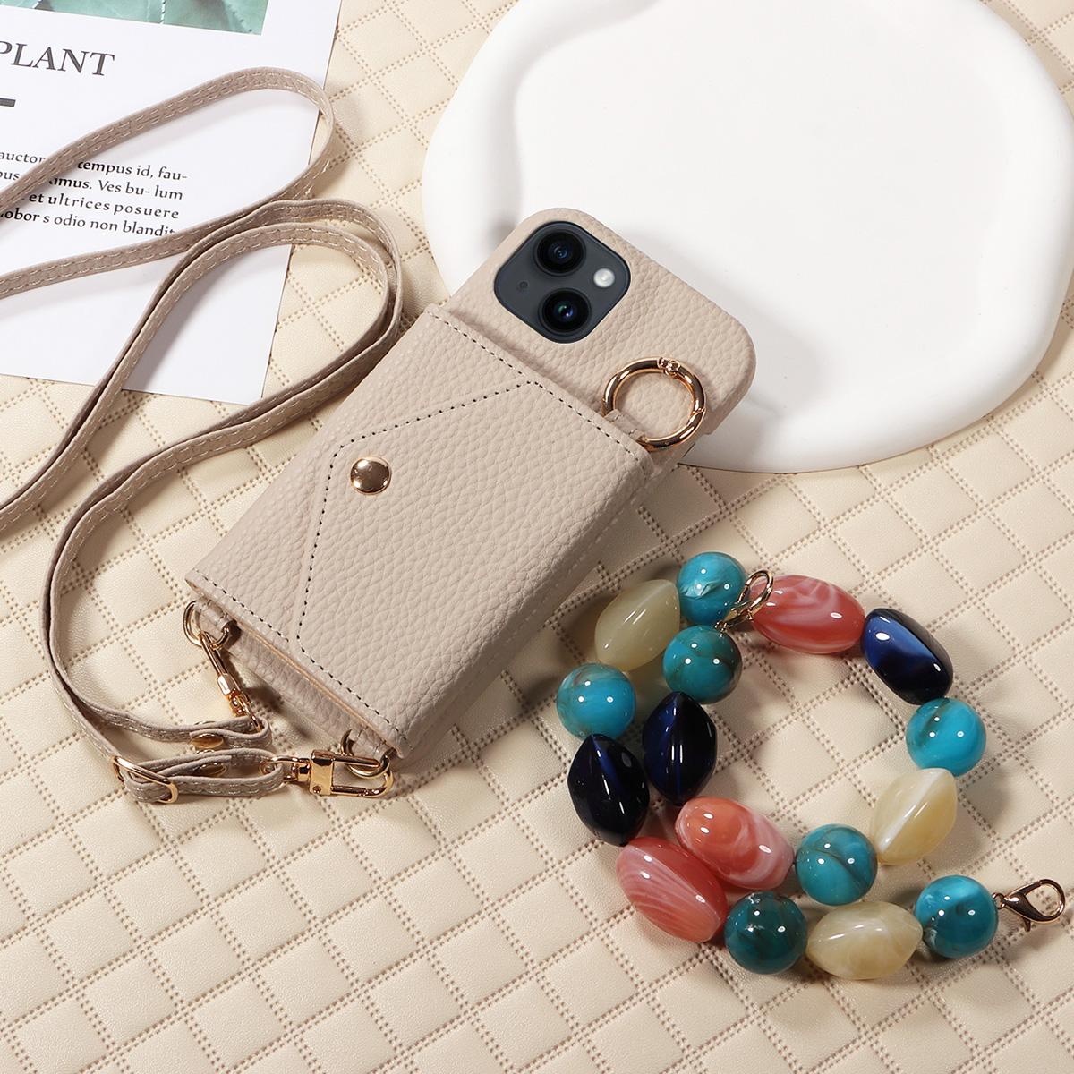 

Чехол для телефона из искусственной кожи с цветным камнем для iPhone16 15 14 13 12 11 Pro Max 7 8 Series с зеркалом, слотом для карт, функцией подставки iPhone 13