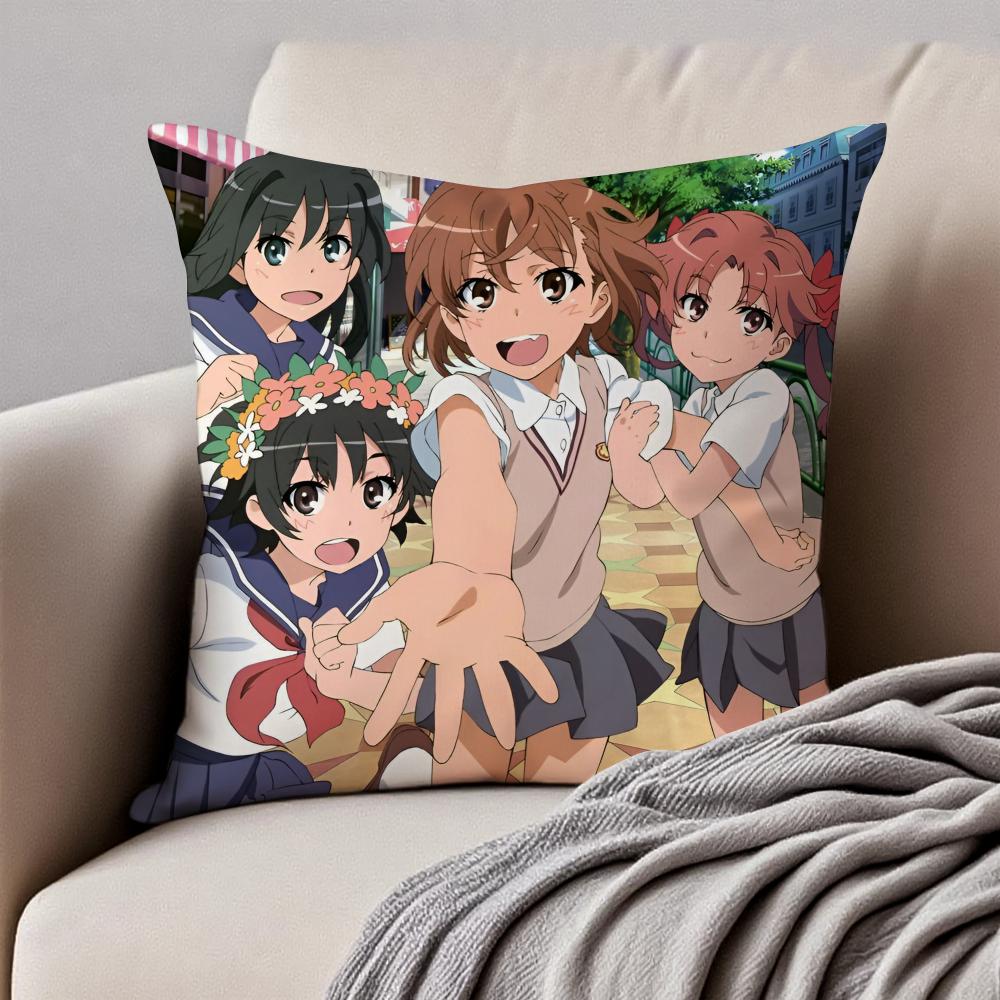Hot SciFi Anime AA Certain Scientific Railgun Cushion Cover Pillowcase Antidustmite Invisible Zipper Short Plush Sofa Cushion