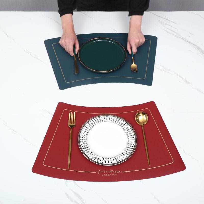 Scalloped Leather Placemat Table Mat Oil-Water-Proof And Heat-Insulating Household PU Table Coasters Kitchen Device Sets