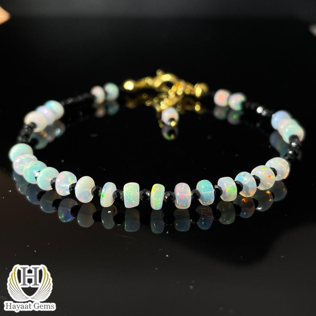 Bracciale in opale Welo etiope: Fuoco Arcobaleno, Gioielli in Argento Sterling 925 con Perline