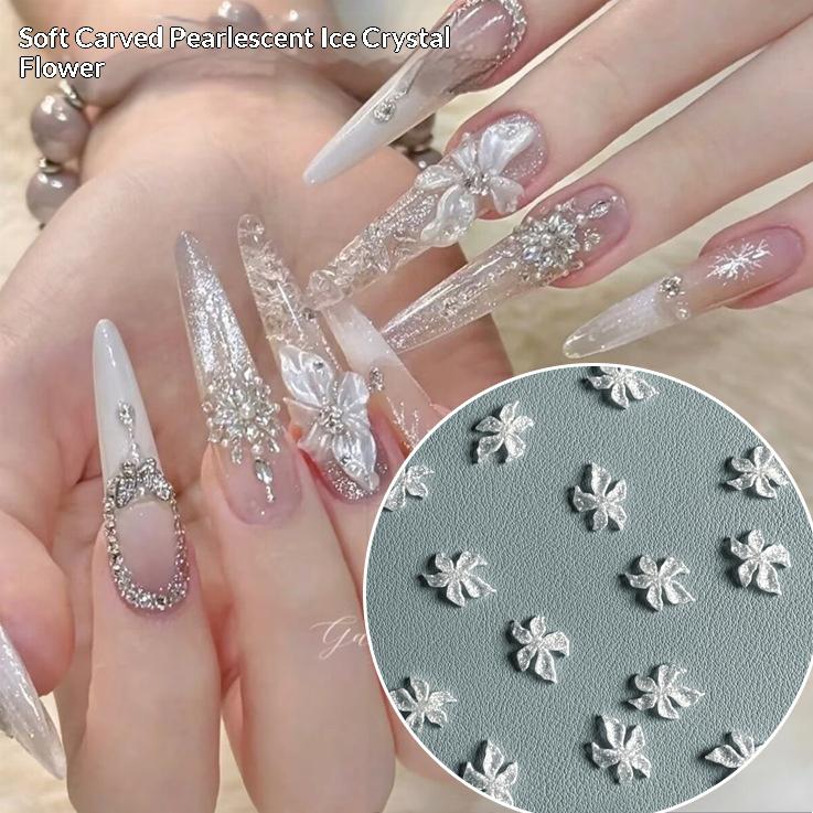 

100Pcs 3D Soft Flowers For Nails Charms Ice Translucent Flower Ice-Crystal Lily Floret Nail Decor For Nails Design Resin Petals onesize