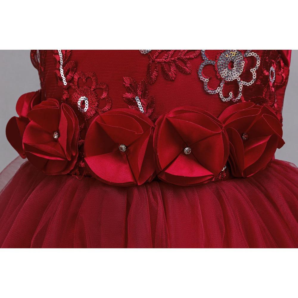 Girls Party Evening Dress Skirt Flower Mesh Tutu Middle and Big Kids Long Christmas Performance Costume 632 Children's Princess