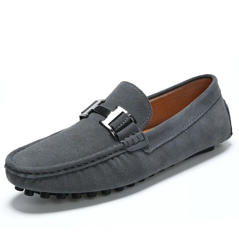 Fashion Classic Mens Loafers Male Summer Soft Shoes Fashion Men's Casual Leather Shoe Suede Casual Flats Breathable Hand-stitching Shoes