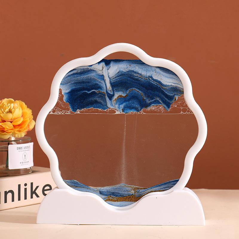 Sandscape Moving Sand Art Picture Quicksand 3D Liquid Hourglass Deep Sea Flowing Sand Painting Frame Office Home Decor Gifts
