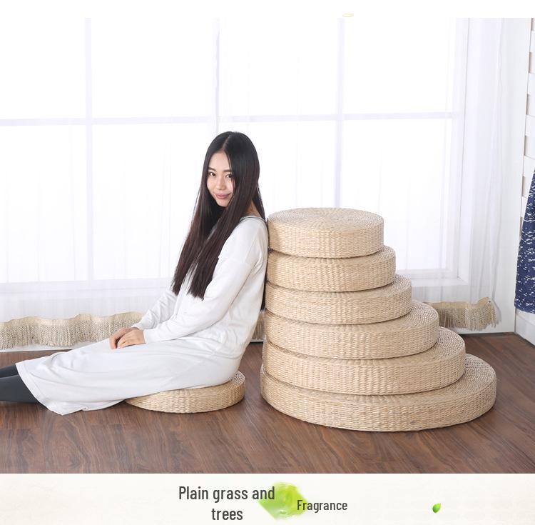 Round Woven Straw Zen Meditation Cushion Tatami Seat or Kneeling Tea Ceremony Cushion