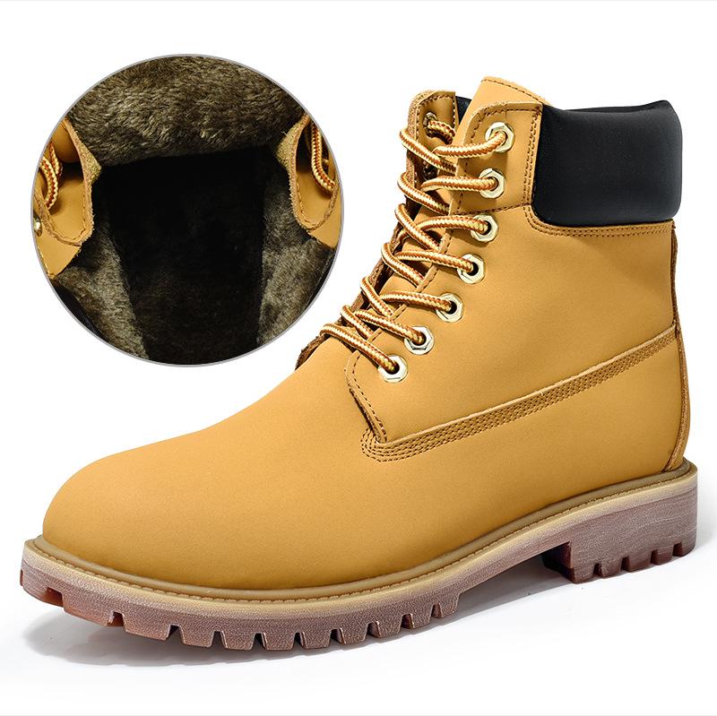 Autumn/Winter Men's & Women's Warm Cotton-Lined Yellow Couple Boots
