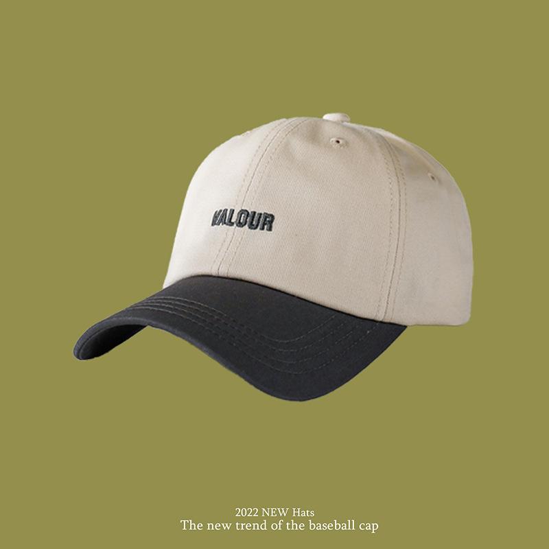 New Style Soft Top Letter Embroidery Female Baseball Cap with Big Brim and Male Sun Visor Color Block Baseball Cap