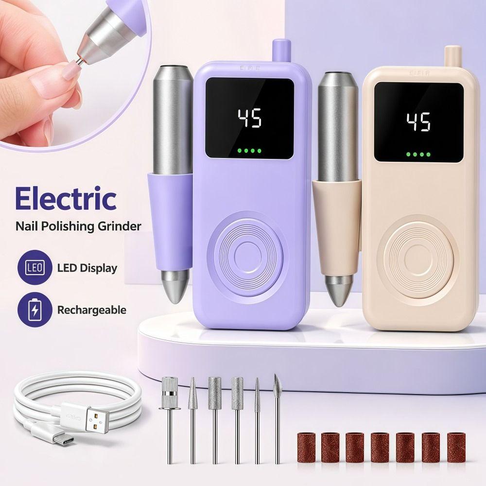 LED Display Electric Nail File 6 Grinding Heads Nail Grinder Nail Tools