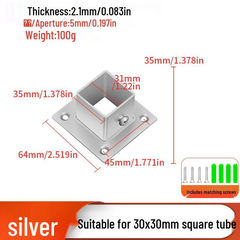 Stainless Steel Four-Way Tee Connector for Square Tubes - Weld-Free Fastener