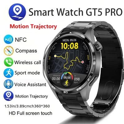 Nuovo Smartwatch Uomo AMOLED HD Schermo Grande Chiamate Bluetooth Traiettoria GPS NFC Frequenza Cardiaca Bussola IP68 Impermeabile Sportivo Smartwatch