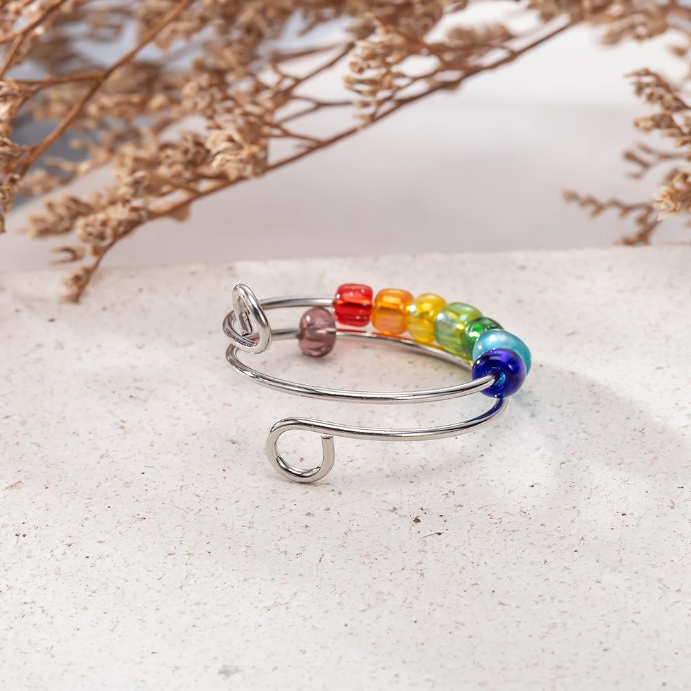 1Pcs Lady fashion colorful multi-layer open ring finger ring simple alloy ring