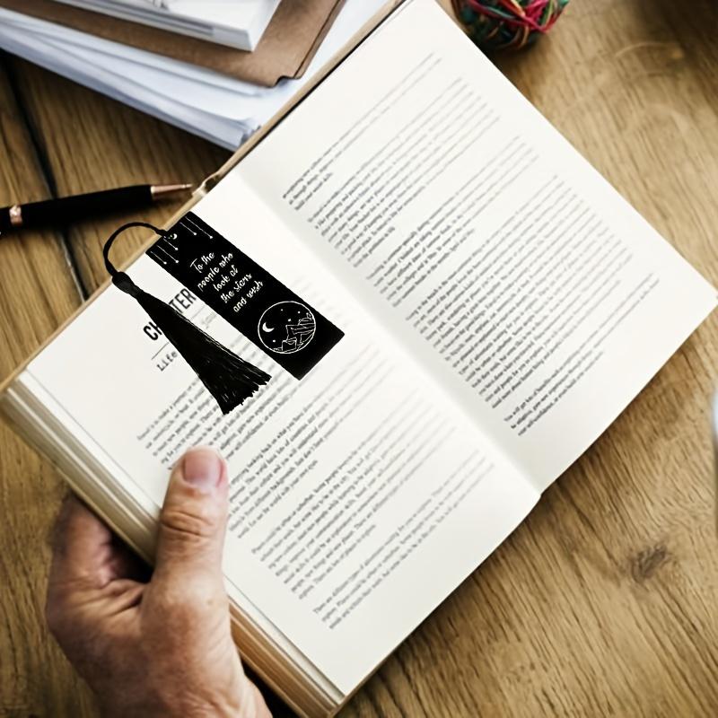 1pc Black Metal Bookmark with Tassel Pendant, Ideal Birthday & Christmas Gift for Novel Fans & Bookworms Reading Accessory