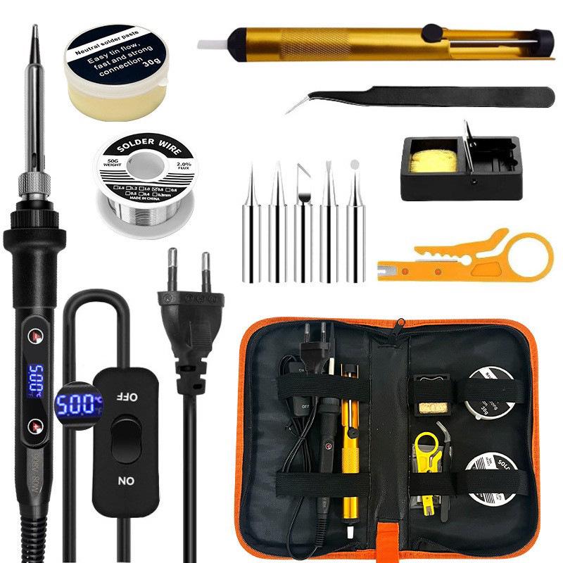 80W Smart LED Electric Soldering Iron Set with Temperature Adjustment and Ceramic Core Desoldering Function.