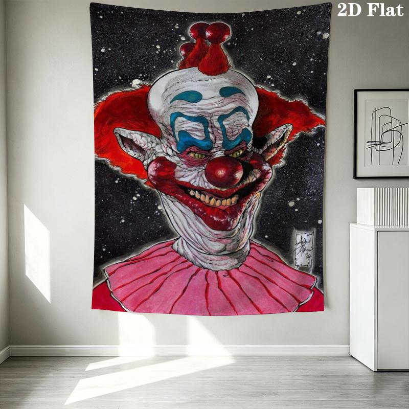Killer Klowns aus dem Weltall Wandteppich Ästhetischer Wandbehang Bedruckte Stoffdecke Dekorative Wandteppiche für Schlafzimmer Wohnzimmer Heimdekoration