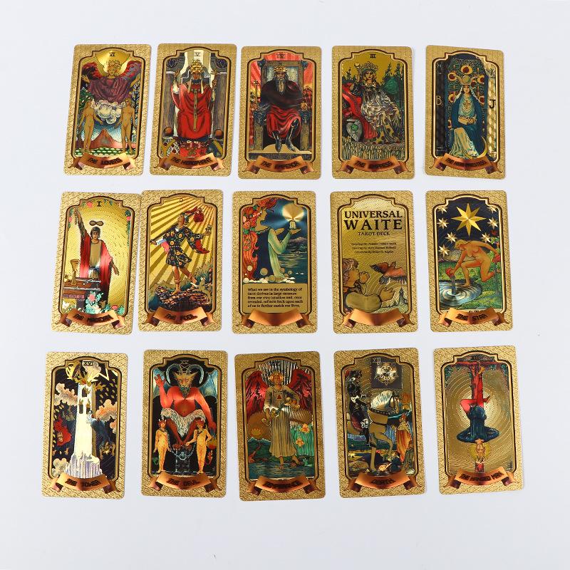 Mazzo di Tarocchi Bianco Edizione da Collezione: Set Completo Foglia Oro, Materiale PET, Nuove Carte dei Tarocchi.