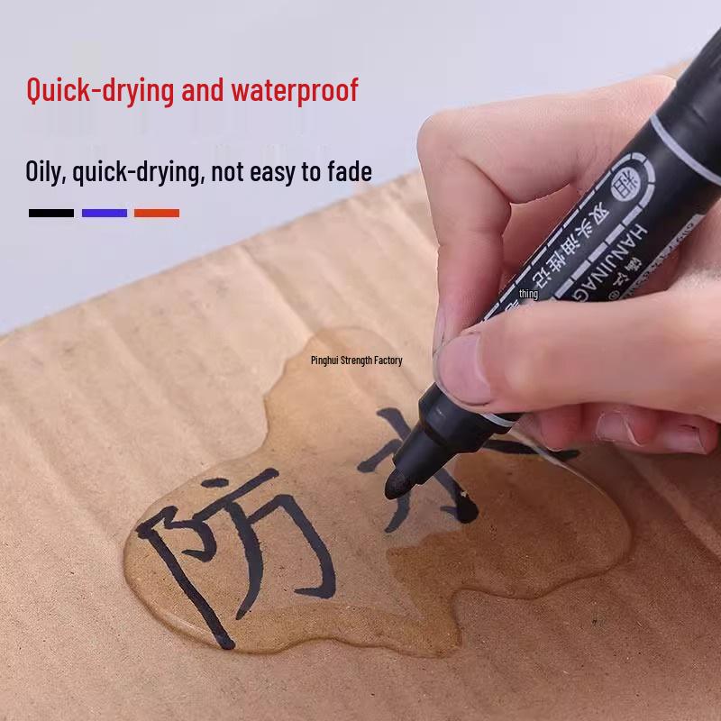 Large Double-Headed Oily Waterproof Marker - Black & Red Broad Tip, Non-Fading, Oil-Proof for Industrial Use