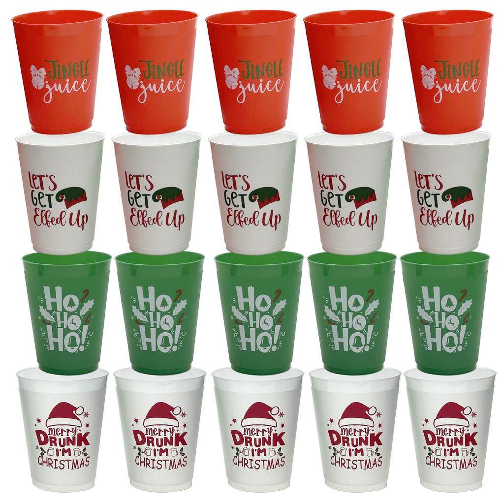 16oz Christmas Cups 1pcs Christmas Plastic Cups Bulk Reusable Plastic Cups Christmas Party Stadium Cups