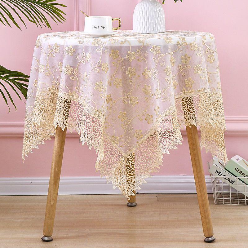 Round Table Cloth Lace Tea Table Cloth, Rectangular Dining Table Square Table Yarn Embroidery Bedside Table Cover Cloth  Multi-purpose Cover Cloth