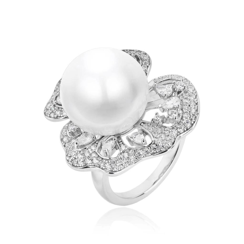 Xiancan Jewelry 2024 Elegant Women's Pearl Ring S925 Silver 14mm Shell