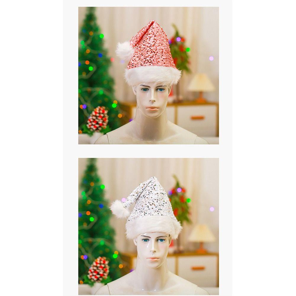 Double Layer Festive Hat Sparkling Sequins Christmas Cap New Christmas Hat  Family Gatherings